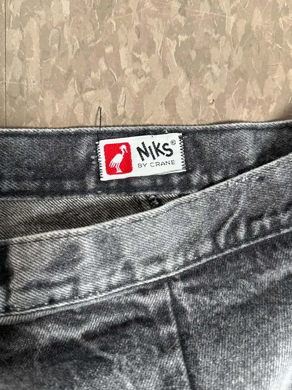 Vintage Niks by Crane Acid Wash Denim Midi Skirt Size 36 Made in USA